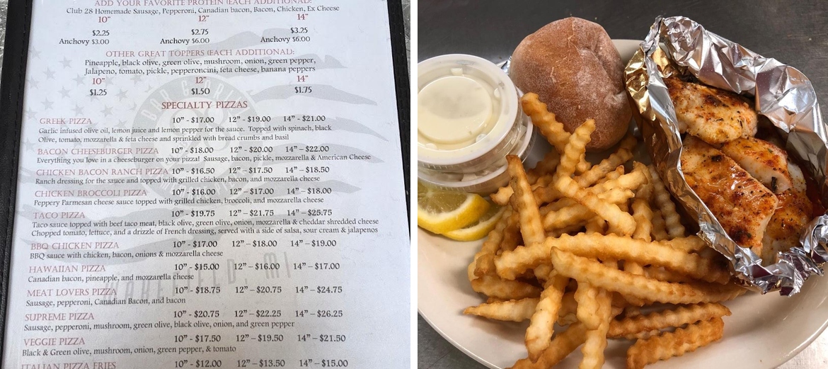 Club 28 Menu